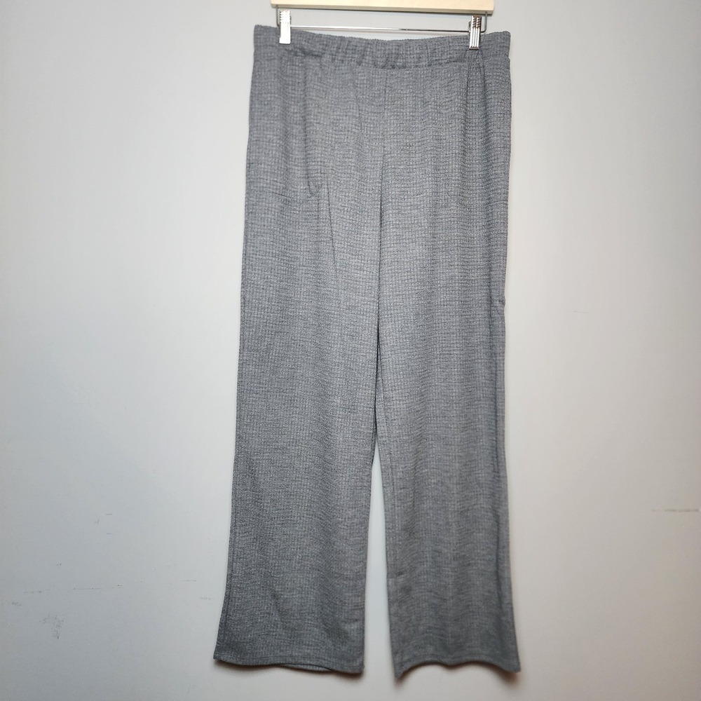 Splendid Waffle Knit Textured Wide Leg Pants Heather Grey Size Large